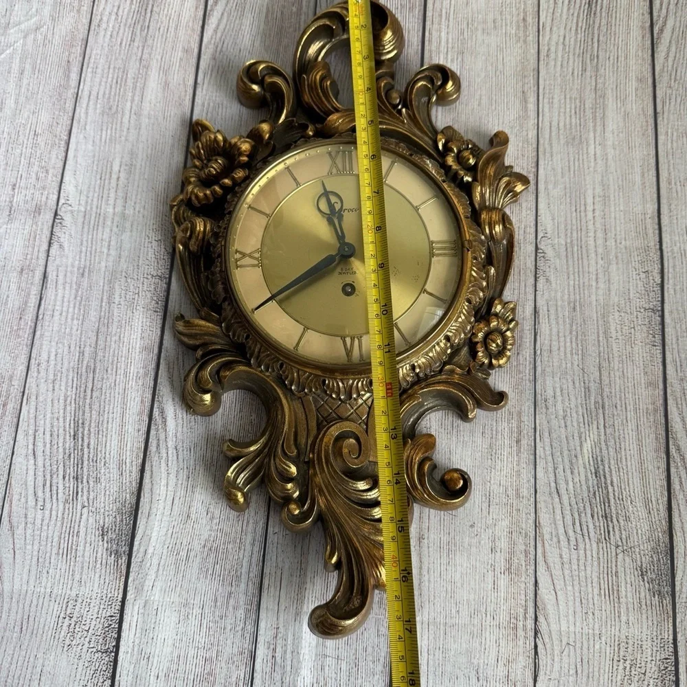 SYROCO Mid-century Modern Wall Clock Vintage Gold